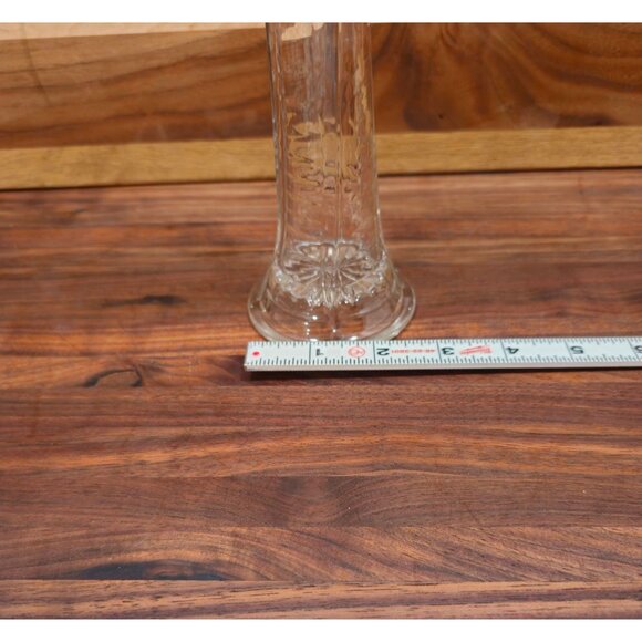 Antique L. E. Smith Clear Iridescent Carnival Glass Swung Vase - Picture 5 of 7